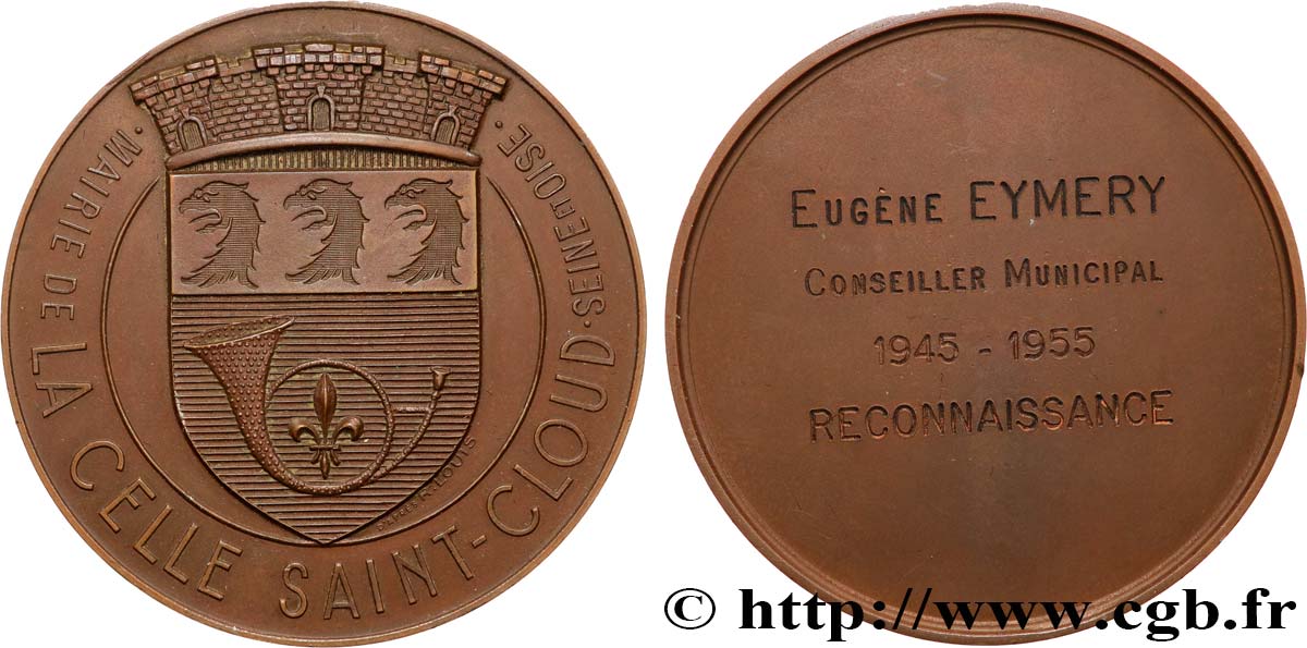 CUARTA REPUBLICA FRANCESA Médaille, Reconnaissance au conseiller municipal EBC