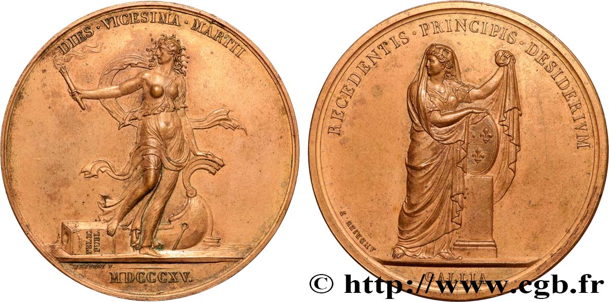 LOUIS XVIII Médaille, Départ de Louis XVIII TTB+