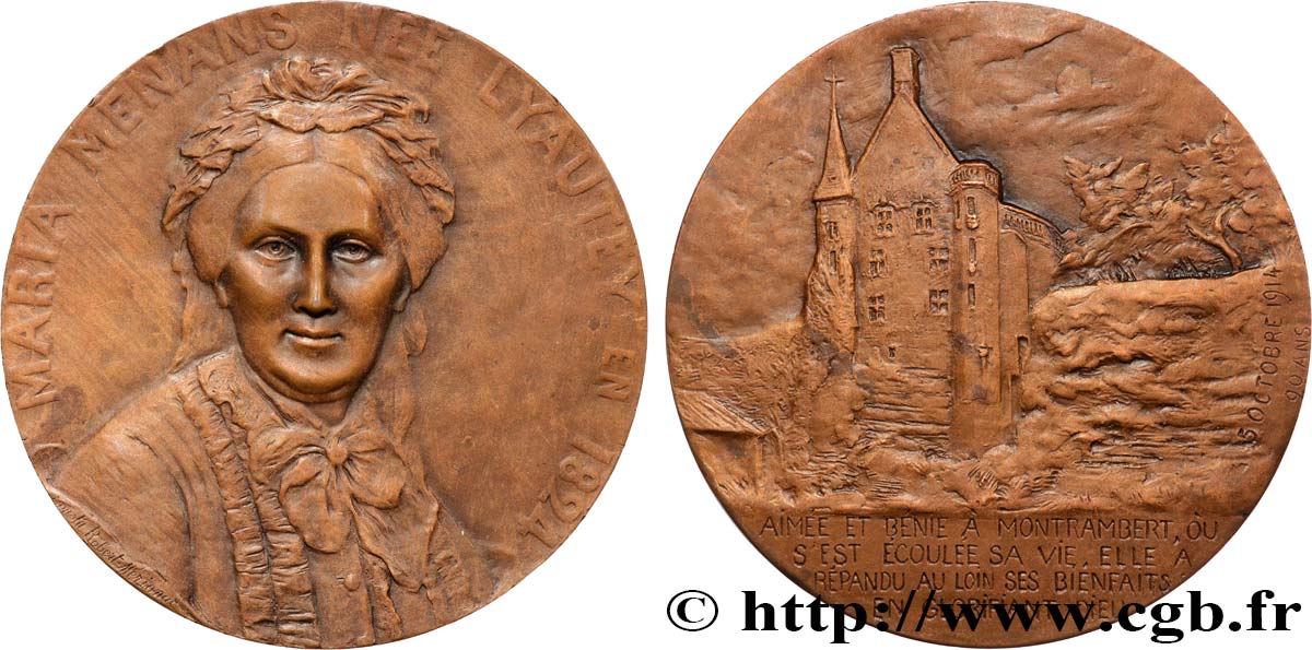TROISIÈME RÉPUBLIQUE Médaille, 90 ans de Maria Menans, née Lyautey TTB+