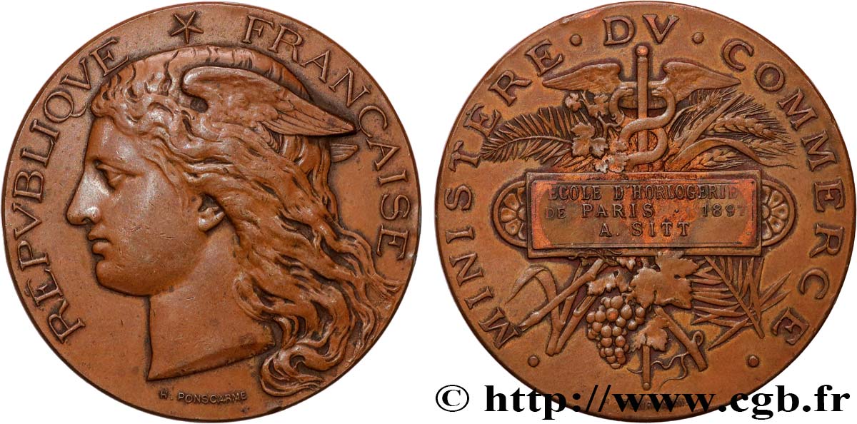 III REPUBLIC Médaille, École d’horlogerie VF/XF