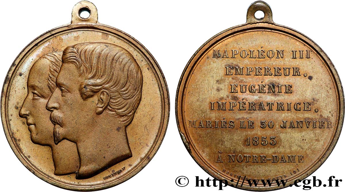 AMOUR ET MARIAGE Médaille, Mariage de Napoléon III et d’Eugénie AU