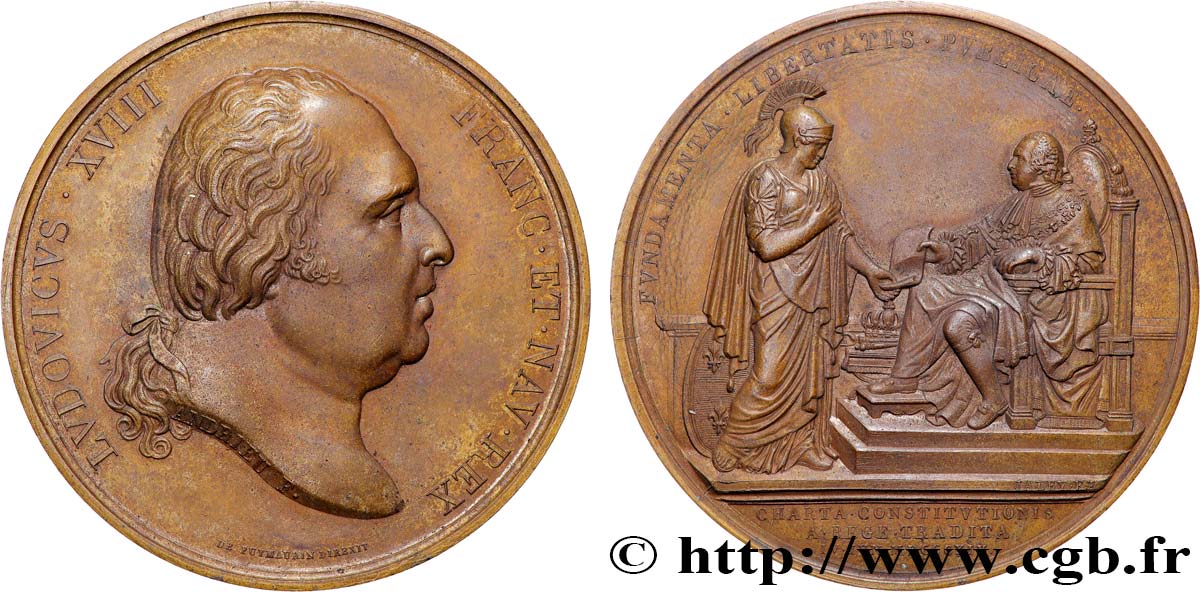 LUDWIG XVIII Médaille, Charte constitutionnelle VZ