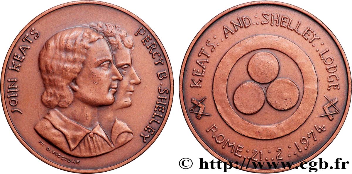 FRANC - MAÇONNERIE Médaille, Loge Keats and Shelley SUP