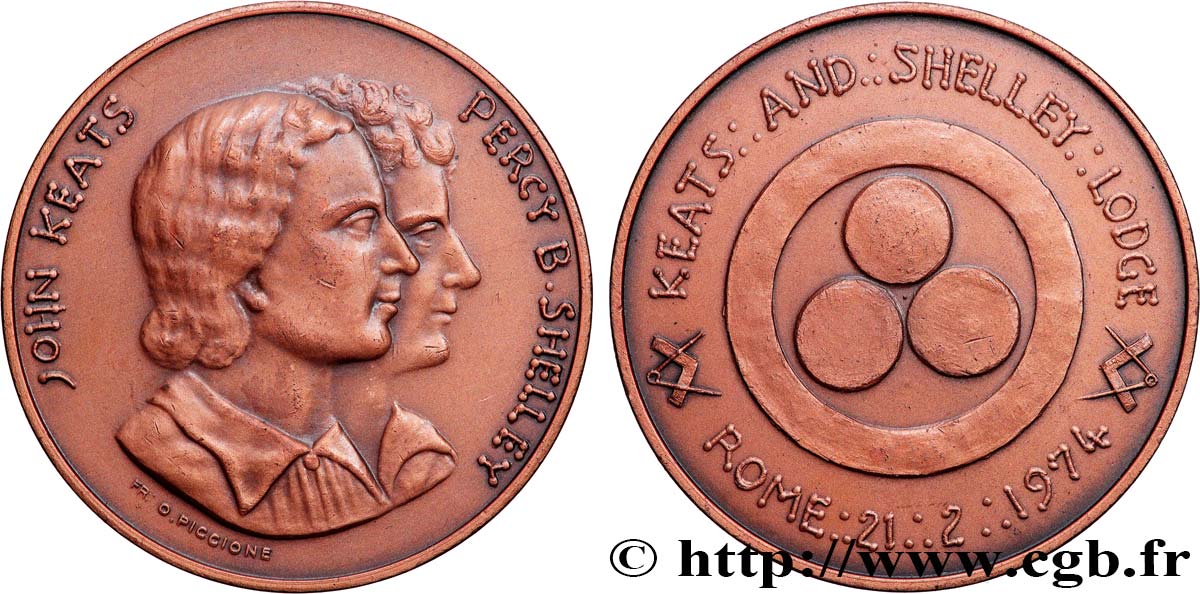 FRANC-MAÇONNERIE - PARIS Médaille, Loge Keats and Shelley SPL