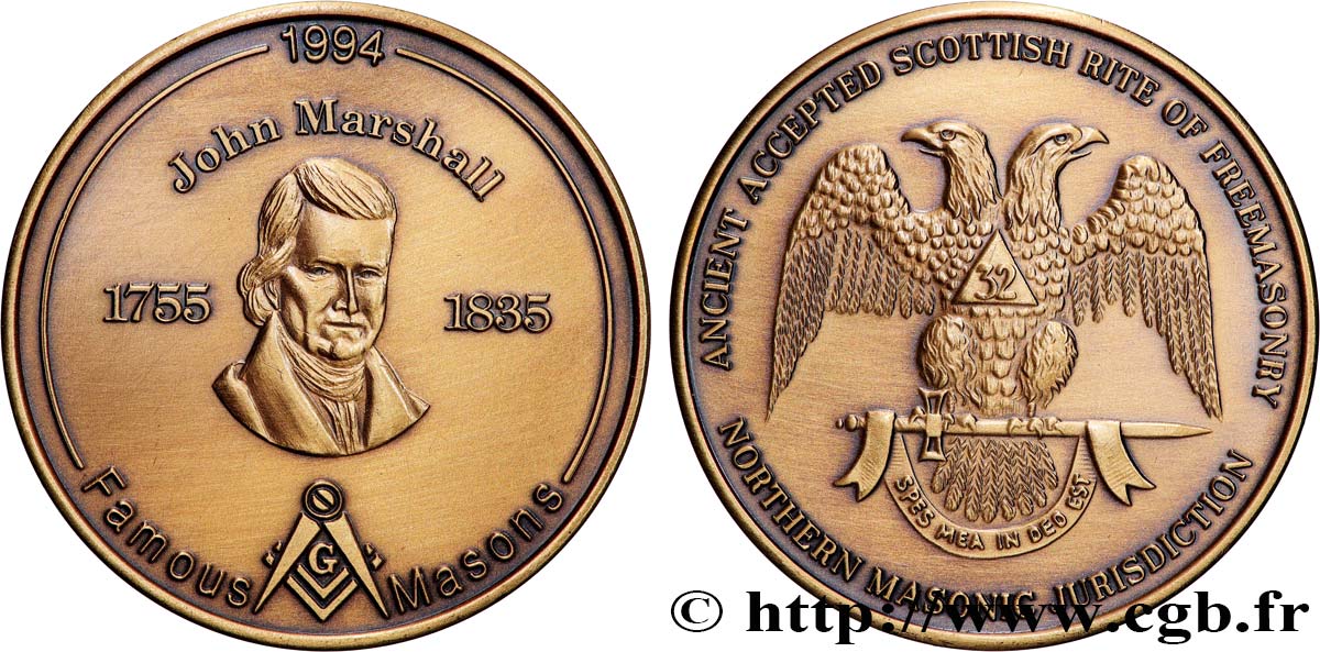 ESTADOS UNIDOS DE AMÉRICA Médaille, 32e Grade, Rite Ancient Écossais EBC