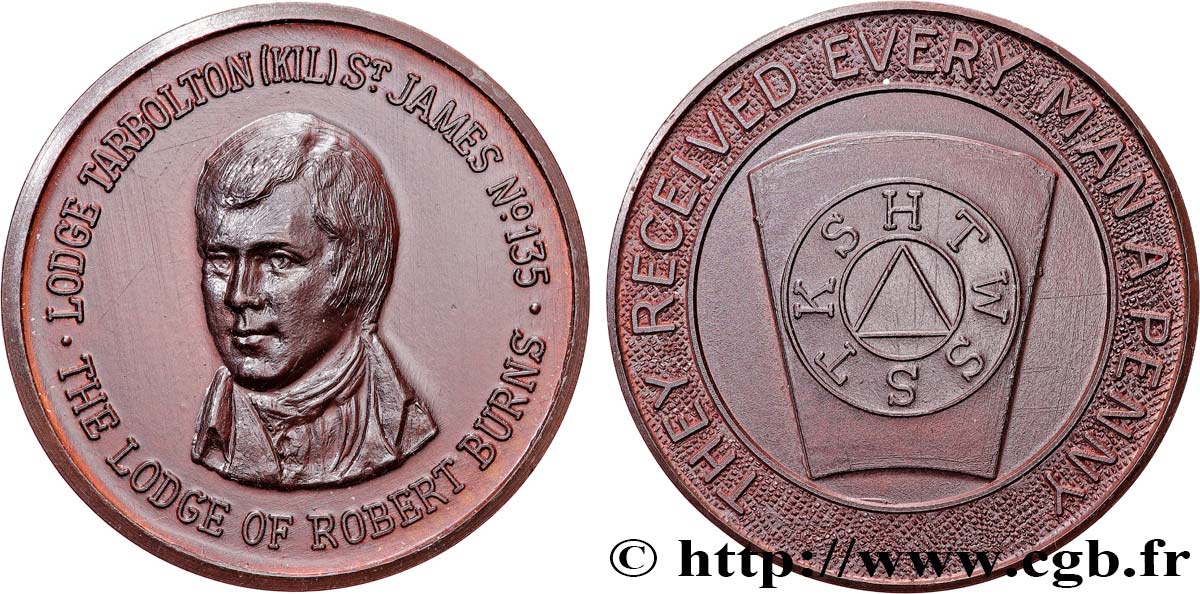 FREEMASONRY Médaille, Loge Tarbolton AU
