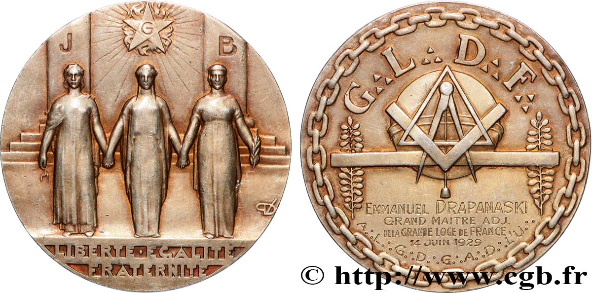 FRANC-MAÇONNERIE - PARIS Médaille, Grande Loge de France BB