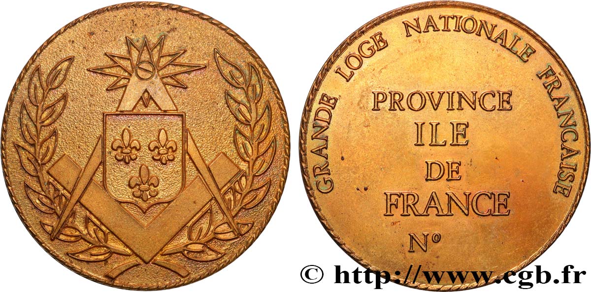 FRANC-MAÇONNERIE - PARIS Médaille, Grande Loge Nationale Française, Province Ile-de-France VZ