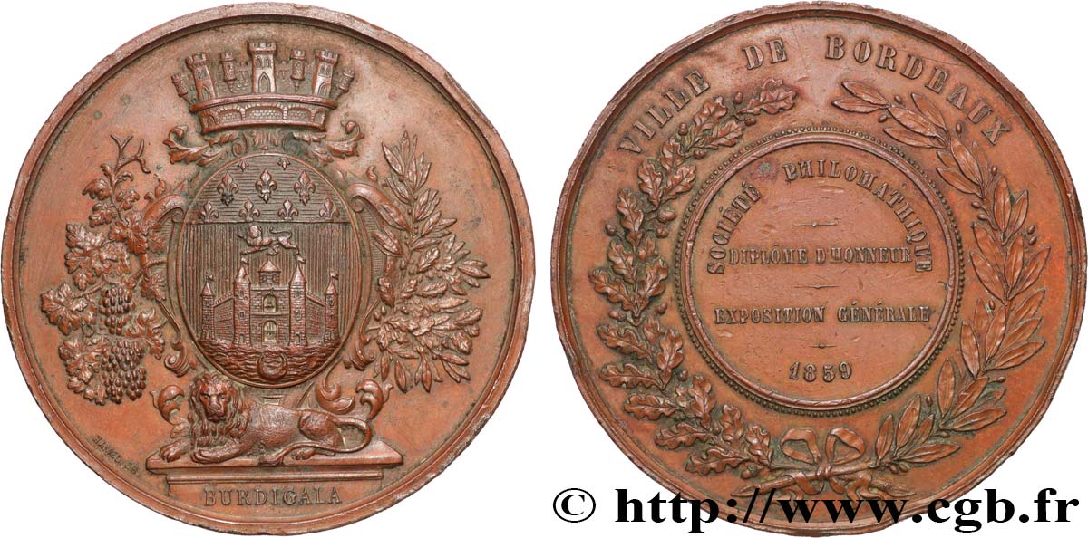 III REPUBLIC Médaille, Société philomathique, Diplôme d’honneur XF