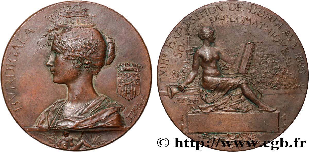 TROISIÈME RÉPUBLIQUE Médaille, Burdigala, 13e exposition, Société de philomathique TTB