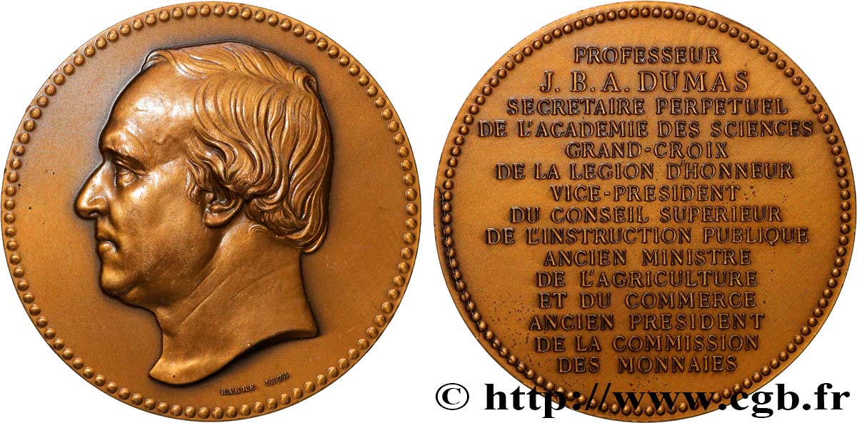 SCIENCES & SCIENTIFIQUES Médaille, Jean-Baptiste Dumas fVZ