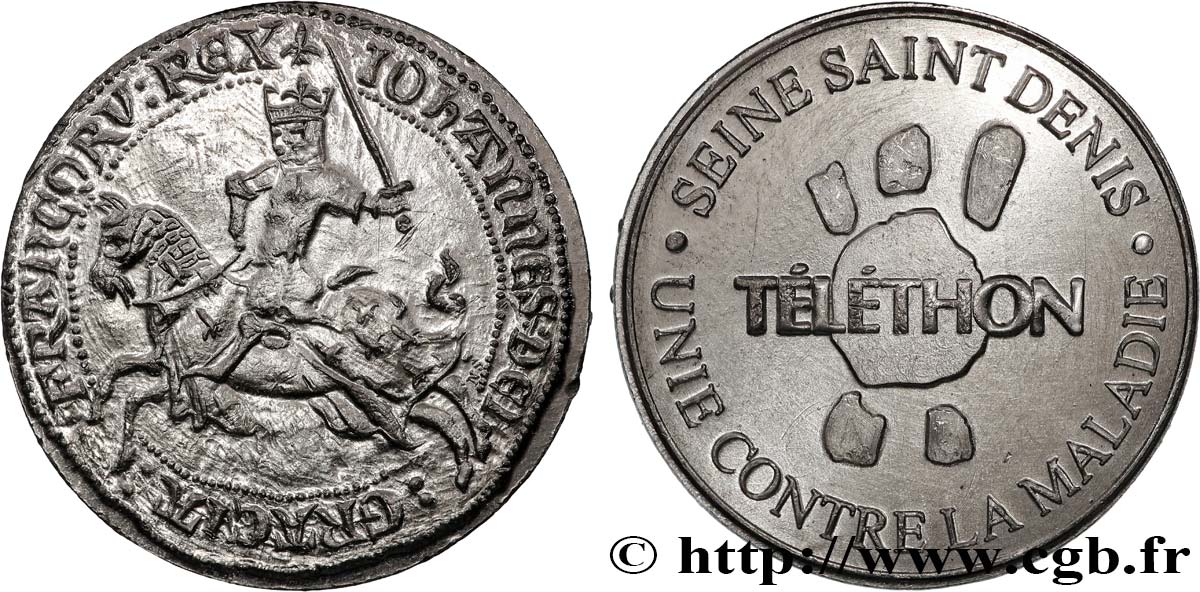 FUNFTE FRANZOSISCHE REPUBLIK Médaille, Franc à cheval, Téléthon VZ