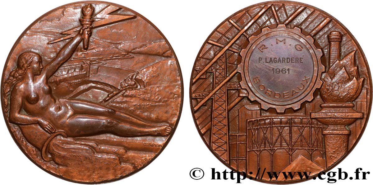 CINQUIÈME RÉPUBLIQUE Médaille, Régie Municipale du Gaz SUP
