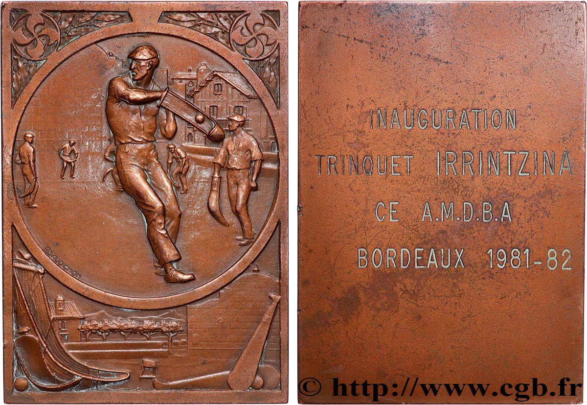 CINQUIÈME RÉPUBLIQUE Médaille, Inauguration Trinquet Irrintzina TTB