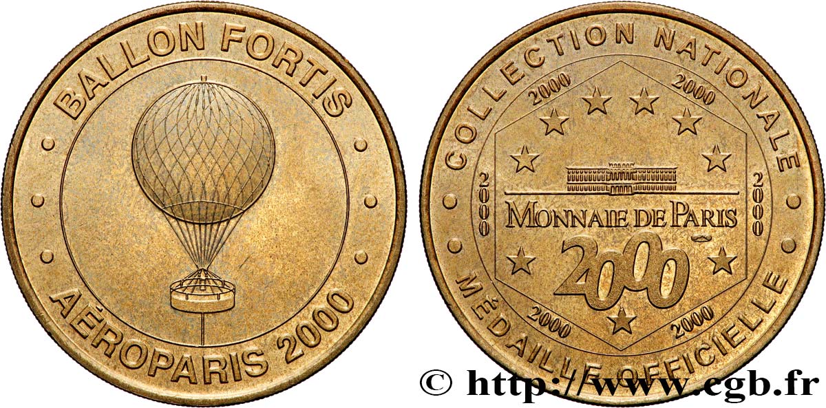 TOURISTIC MEDALS Médaille touristique, Ballon Fortis, Aéroparis 2000 SPL