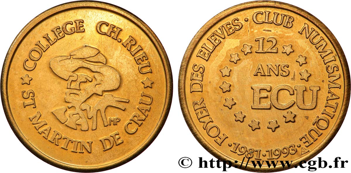 V REPUBLIC Médaille, Club numismatique du collège Ch. Rieu, Saint-Martin-de-Crau AU
