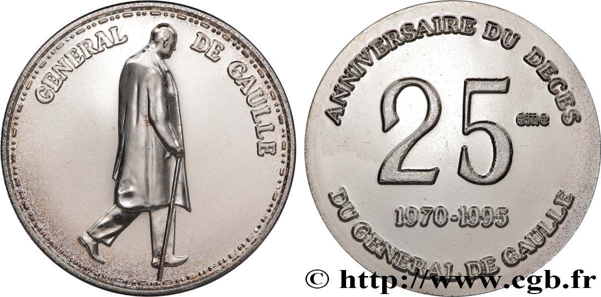 QUINTA REPUBBLICA FRANCESE Médaille, 25e anniversaire du décès du Général de Gaulle q.SPL