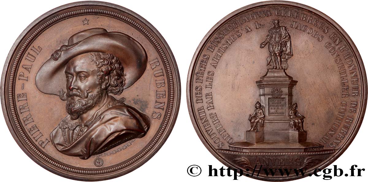 BELGIQUE - ROYAUME DE BELGIQUE - LÉOPOLD Ier Médaille, Souvenir des fêtes bisséculaires célébrées en l’honneur de Pierre-Paul Rubens VZ