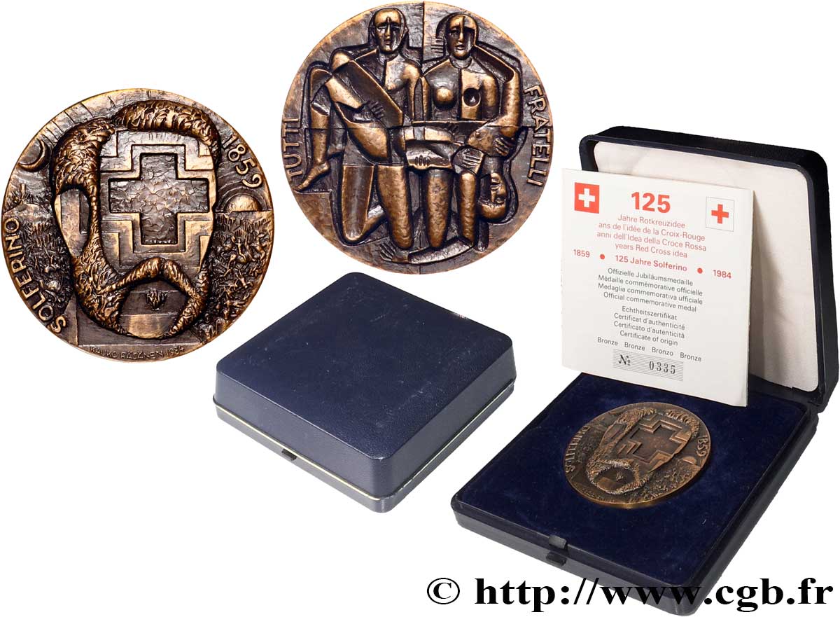 MÉDECINE - SOCIÉTÉS MÉDICALES - MÉDECINS Médaille, 125 ans de l’idée de la croix rouge, La bataille de Solférino MS