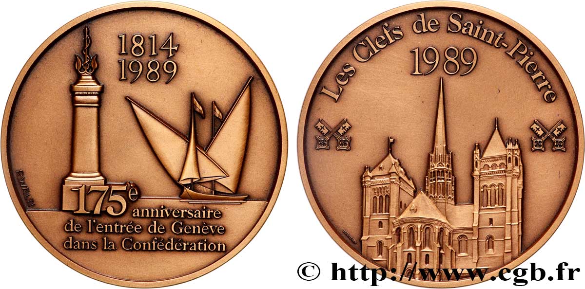 SUISSE Médaille, 175e anniversaire de l’entrée de Genève dans la Confédération SUP