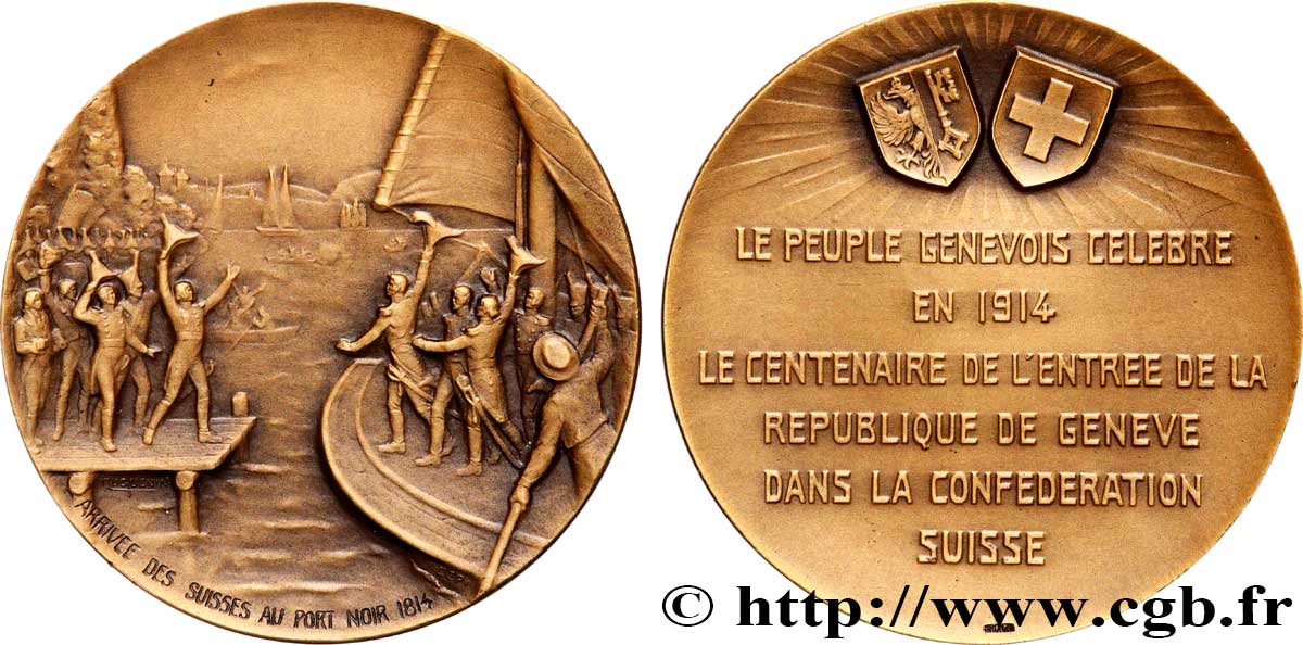 SWITZERLAND - HELVETIC CONFEDERATION Médaille, Centenaire de l’entrée de la République de Genève EBC