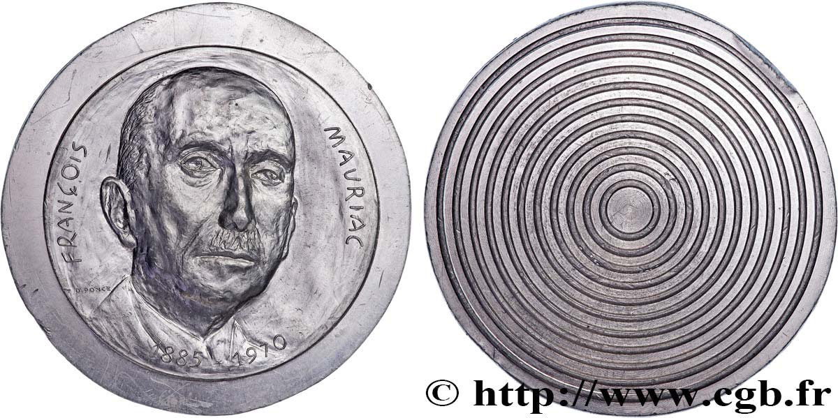 LITTÉRATURE : ÉCRIVAINS/ÉCRIVAINES - POÈTES Médaille, François Mauriac, tirage uniface de l’avers TTB+