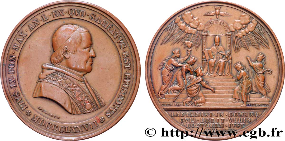 ITALIA - ESTADOS PONTIFICOS - PIE IX (Giovanni Maria Mastai Ferrettii) Médaille, Jubilé pontifical MBC+