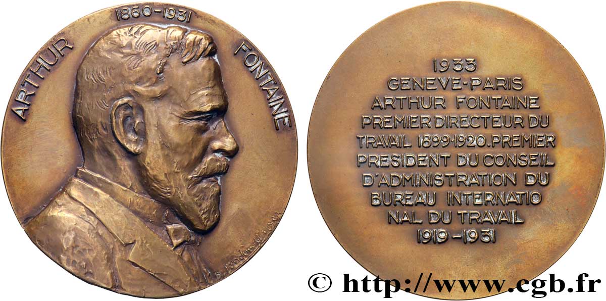 III REPUBLIC Médaille, Athur Fontaine AU