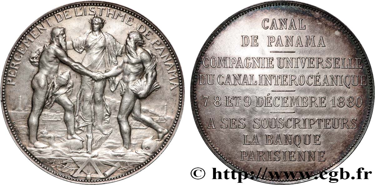 CANAUX ET TRANSPORTS FLUVIAUX Médaille, Banque Parisienne et Canal de Panama AU
