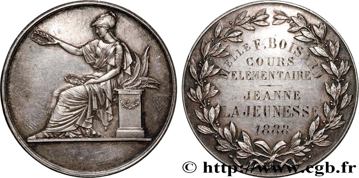 III REPUBLIC Médaille, Cours Élémentaire AU