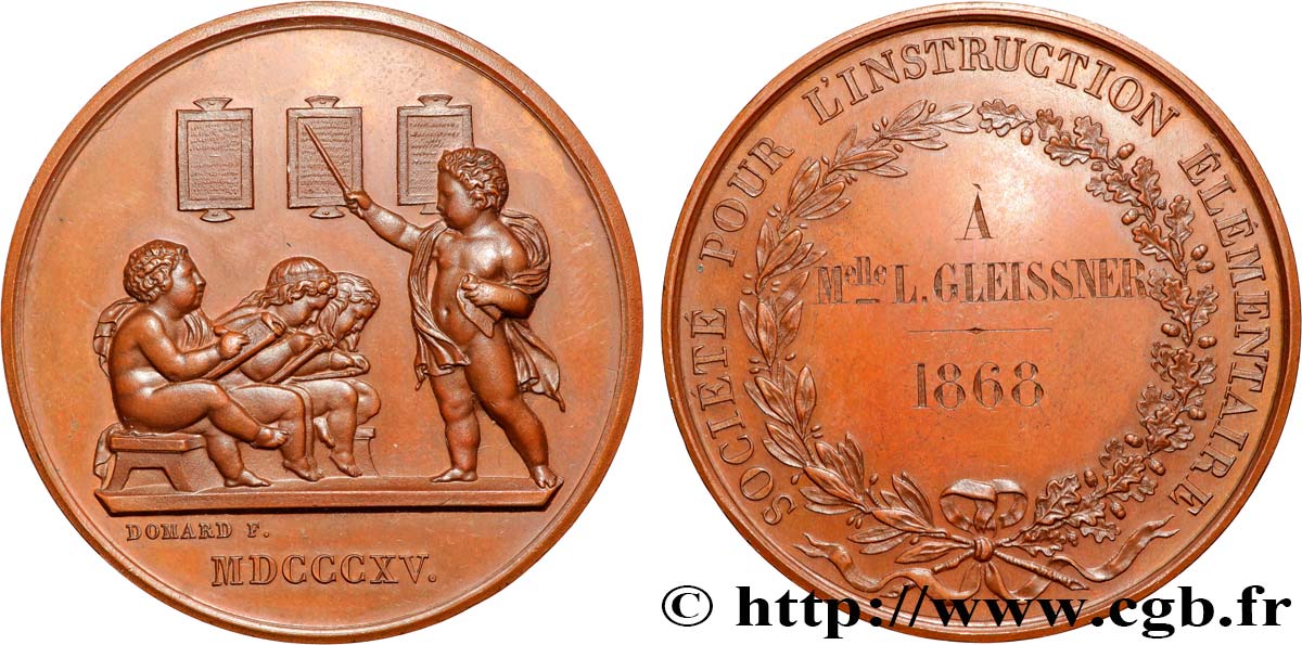 SECOND EMPIRE Médaille, Société pour l’instruction élémentaire AU