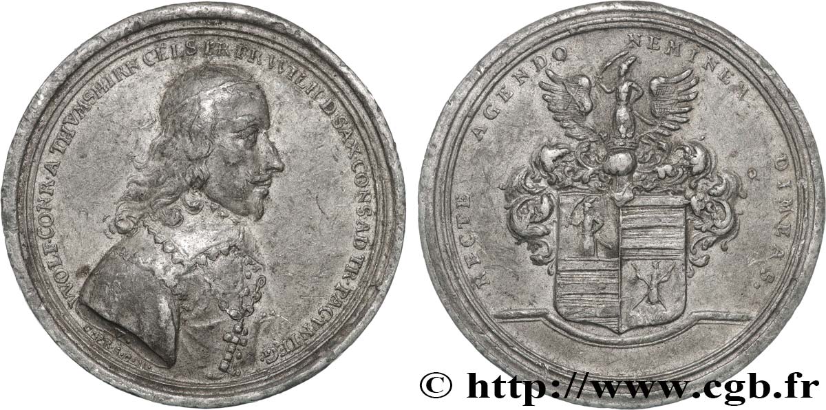 ALEMANIA - SAJONIA-ALTENBURGO Médaille, Wolfgang Conrad von Thumbshirn, représentant dans les négociations de paix pour la guerre de Trente Ans BC