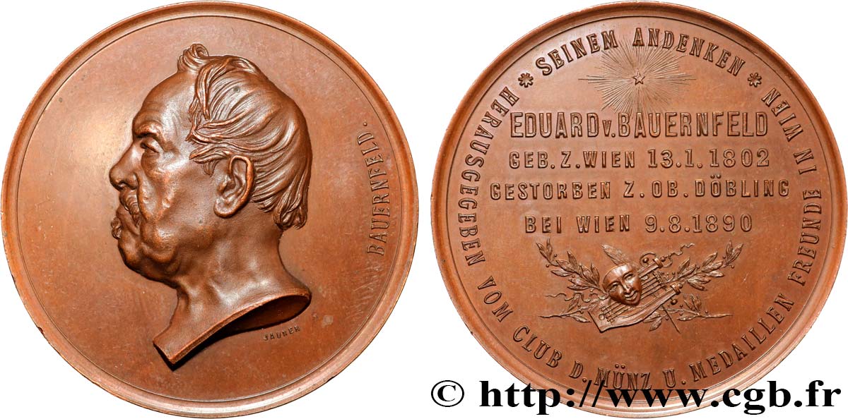 AUSTRIA - FRANZ-JOSEPH I Médaille, Eduard von Bauernfeld AU