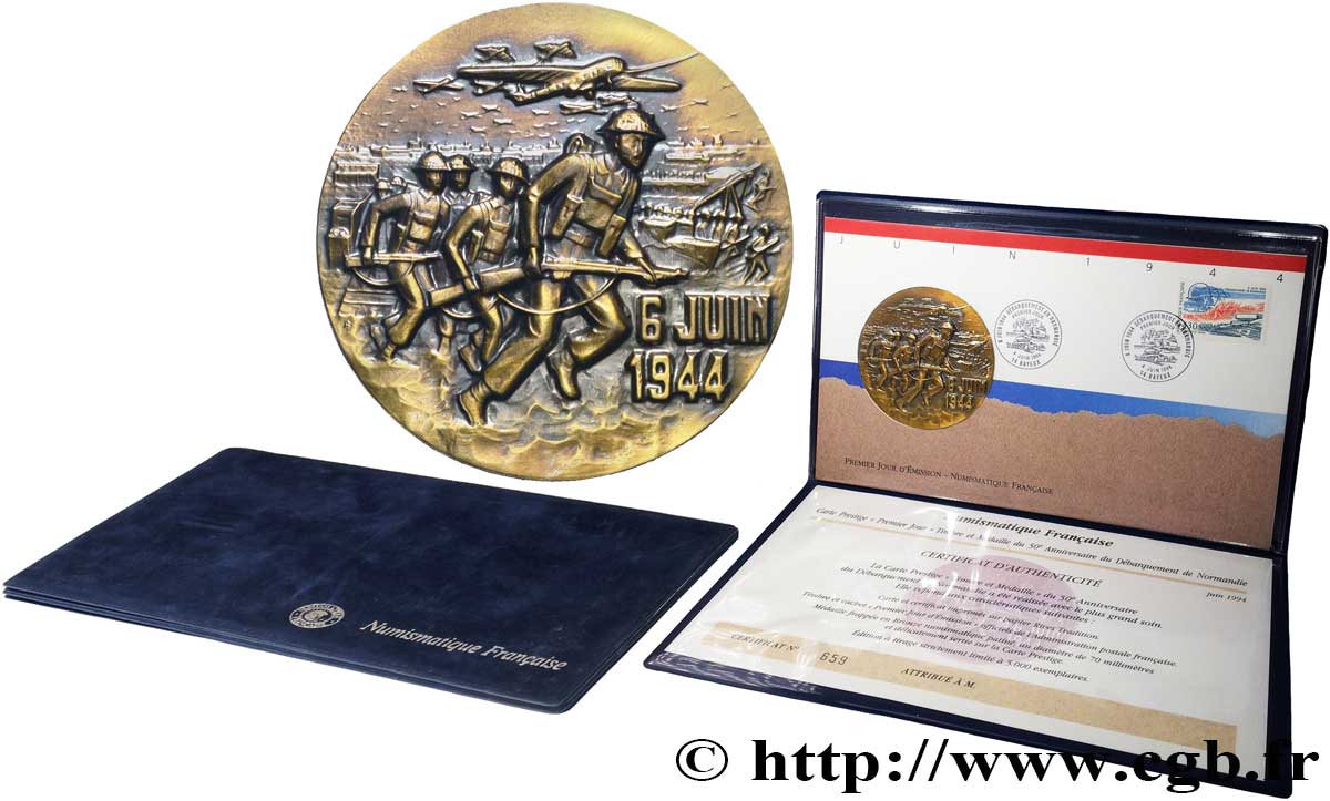 V REPUBLIC “timbre médaille”, Débarquement du 6 juin 1944 AU