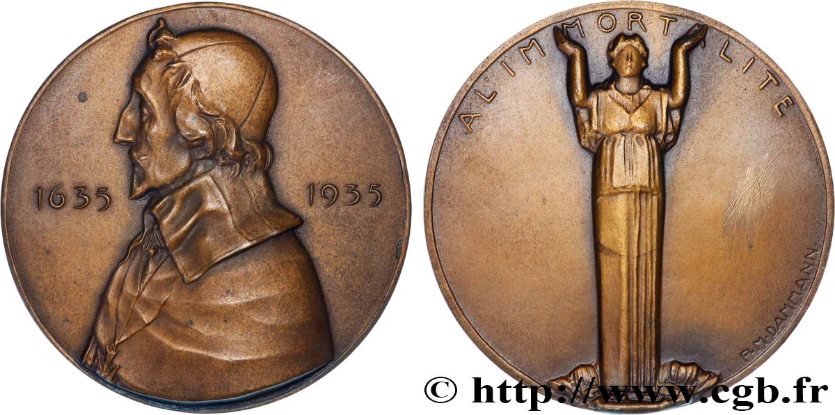 III REPUBLIC Médaille, Richelieu, A l’immortalité AU