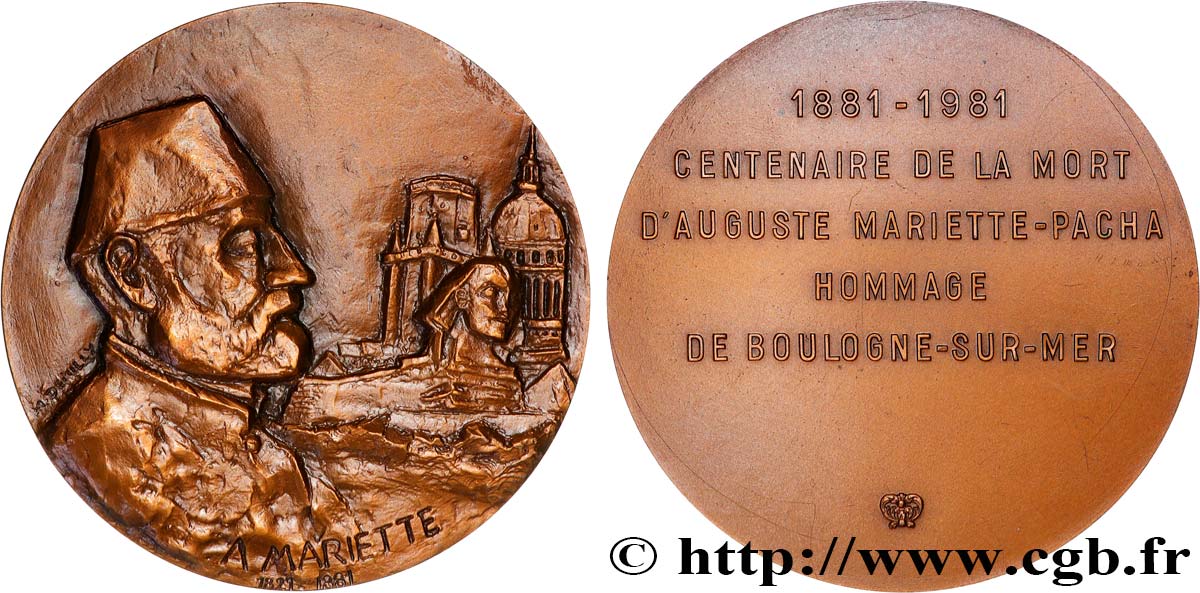 QUINTA REPUBLICA FRANCESA Médaille, Centenaire de la mort d’Auguste Mariette-Pacha EBC