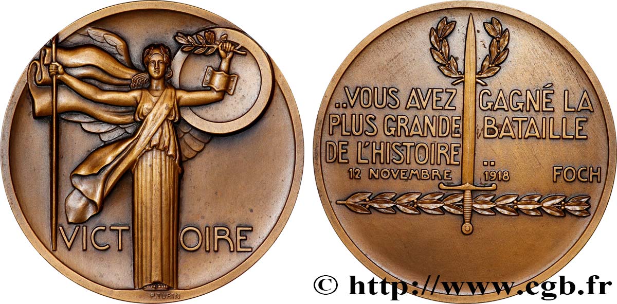 TERCERA REPUBLICA FRANCESA Médaille, Victoire par Pierre Turin EBC