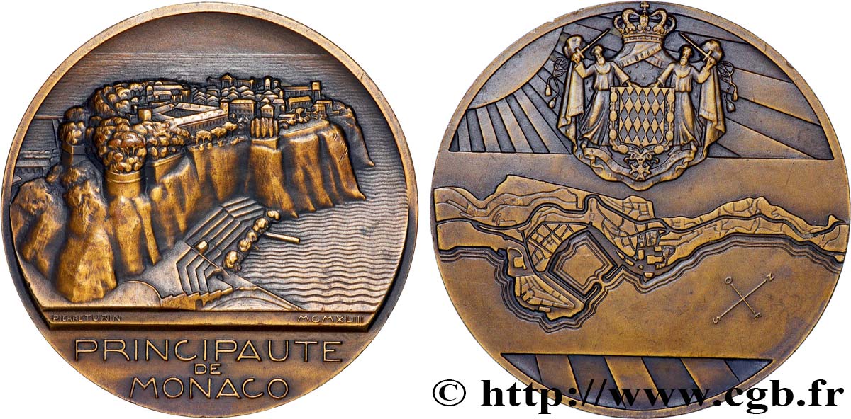 MÓNACO - PRINCIPADO DE MÓNACO - LUIS II Médaille, Le Rocher MBC