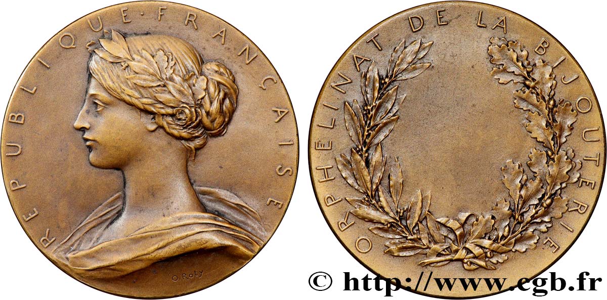 III REPUBLIC Médaille, Orphelinat de la bijouterie AU