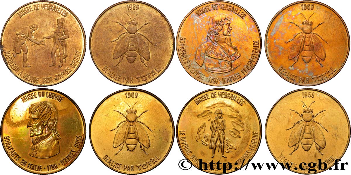 V REPUBLIC Médailles, lot de 4 ex. AU