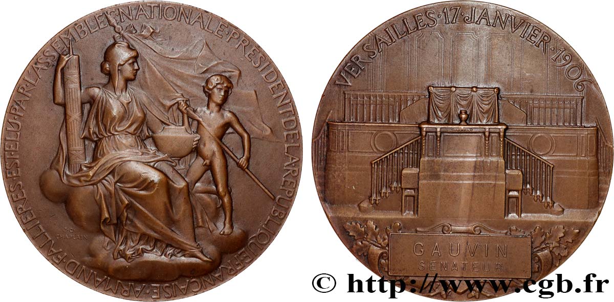 TROISIÈME RÉPUBLIQUE Médaille, Élection d’Armand Fallières SUP