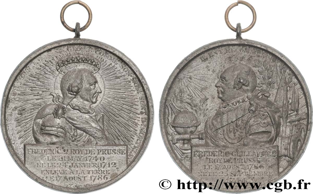 ALLEMAGNE - ROYAUME DE PRUSSE - FRÉDÉRIC-GUILLAUME II Médaille, Commémoration de la mort de Frédéric II BB