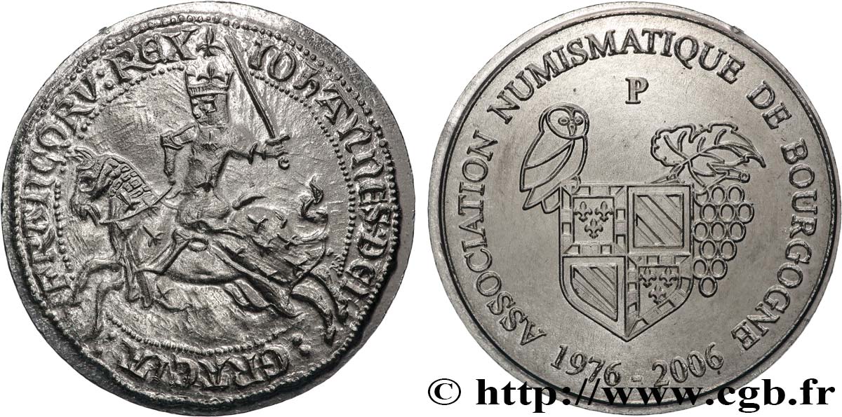 QUINTA REPUBBLICA FRANCESE Médaille, Franc à cheval, Association numismatique de Bourgogne MS