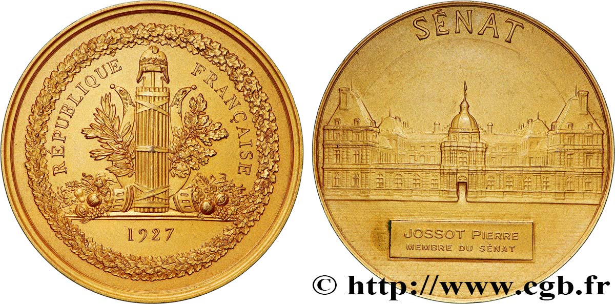 TERCERA REPUBLICA FRANCESA Médaille, Sénat, Membre du Sénat EBC