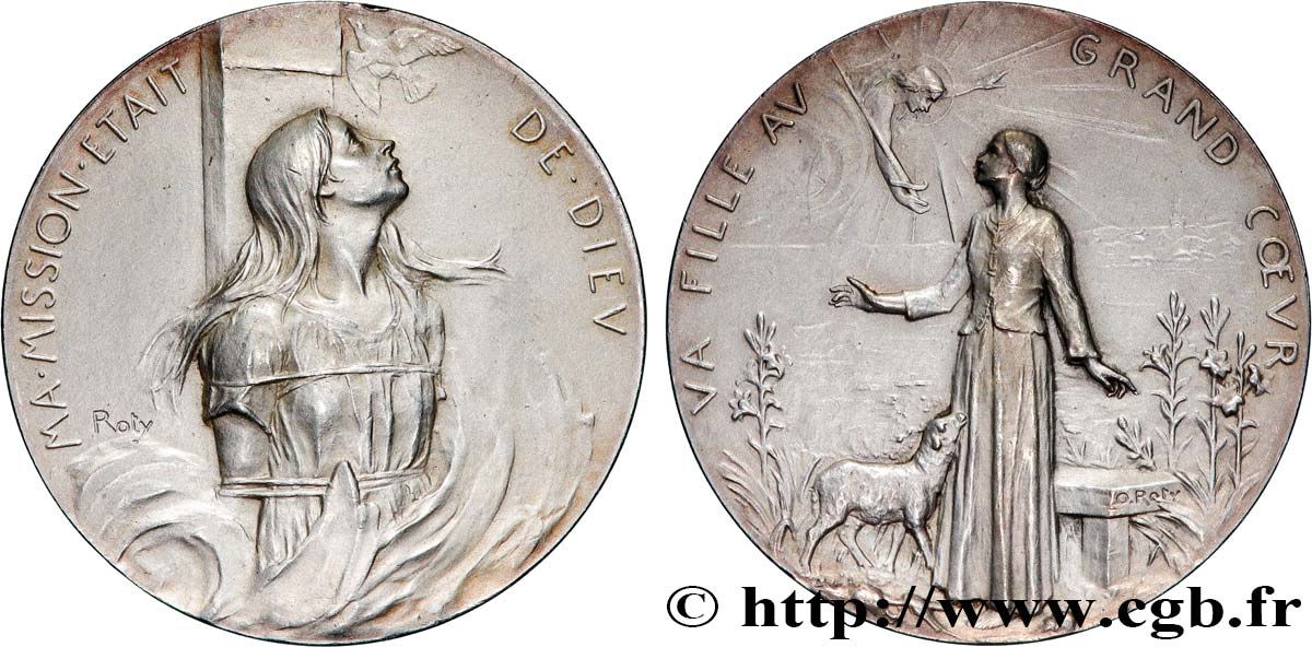 TERCERA REPUBLICA FRANCESA Médaille, Jeanne d’Arc par Oscar Roty MBC+