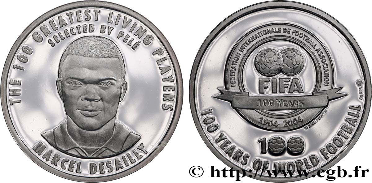 QUINTA REPUBBLICA FRANCESE Médaille, 100 ans du Football mondial, FIFA BE