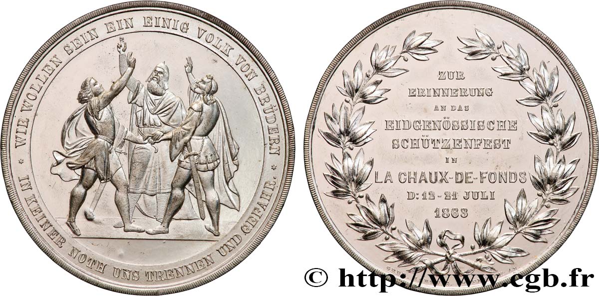 SUIZA - CANTÓN DE NEUCHATEL Médaille, Souvenir du Tir fédéral à La-Chaux-de-Fonds MBC+