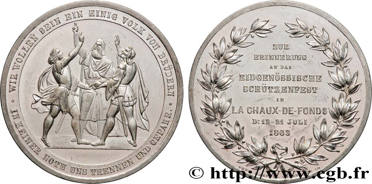 SWITZERLAND - CANTON OF NEUCHATEL Médaille, Souvenir du Tir fédéral à La-Chaux-de-Fonds AU