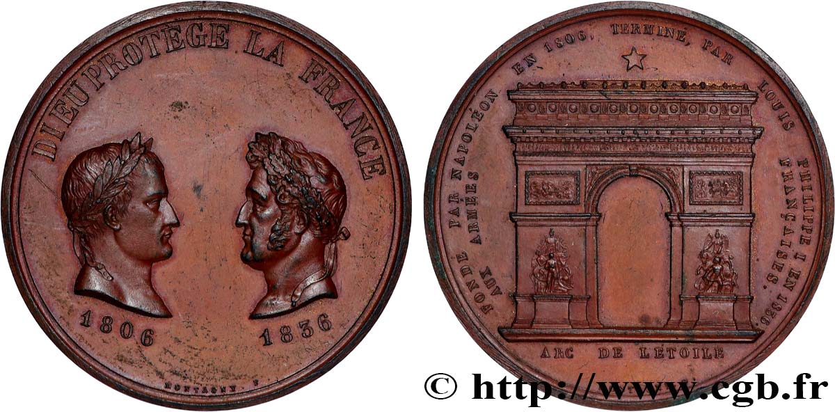 LOUIS-PHILIPPE Ier Médaille, Inauguration de l’Arc de Triomphe TTB+
