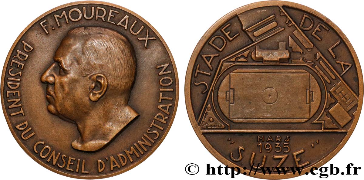 DRITTE FRANZOSISCHE REPUBLIK Médaille, Fernand Moureaux, Stade de la “Suze” fVZ